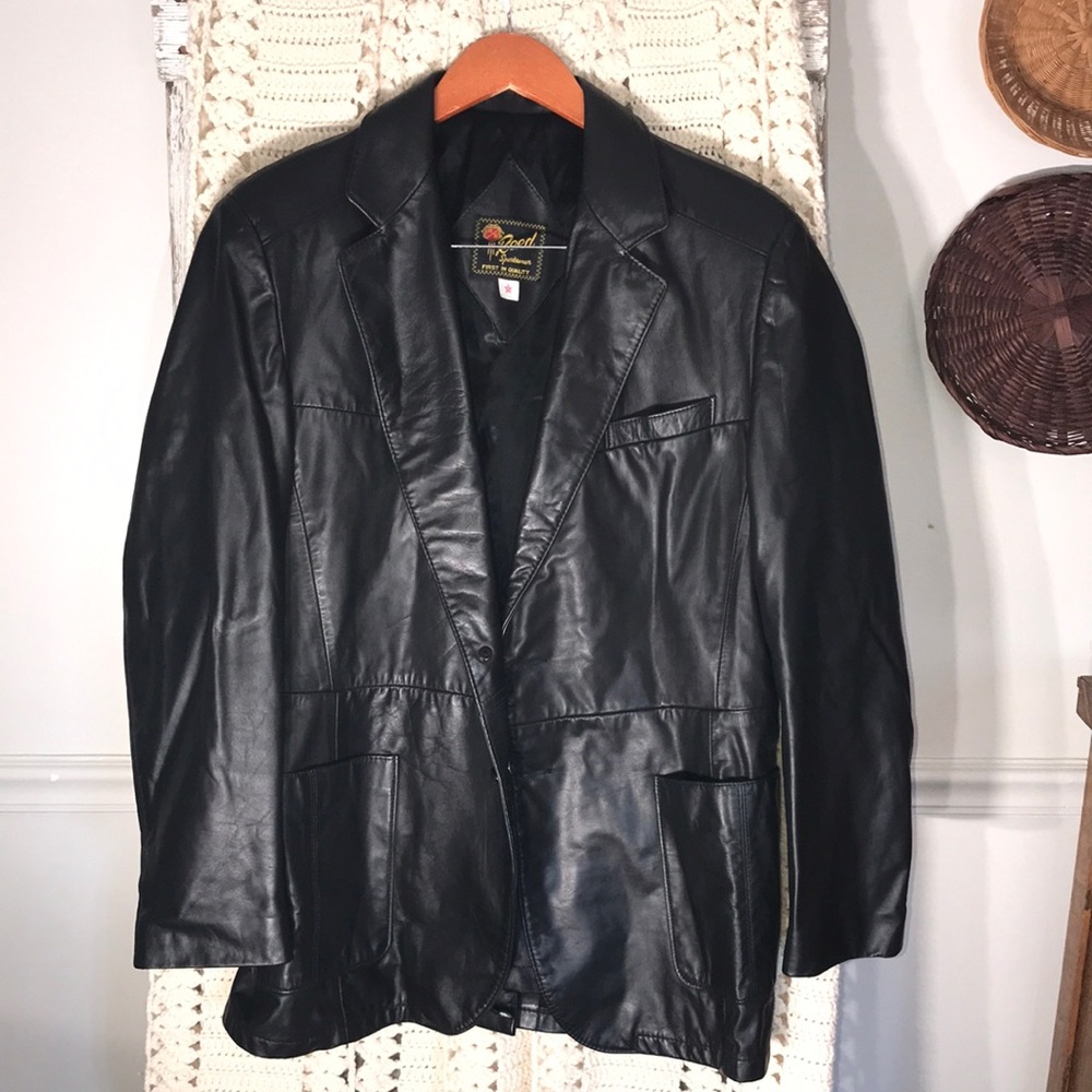 Vintage Reed Leather Jacket Black 2 Buttons